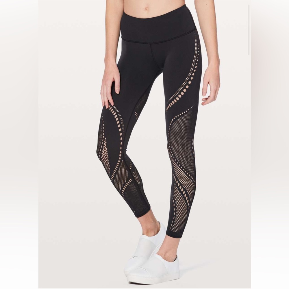 lululemon athletica Black Laser-Cut Mesh Leggings